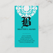 Beauty Visitekaartjes Damask Monogram Blue White (Achterkant)