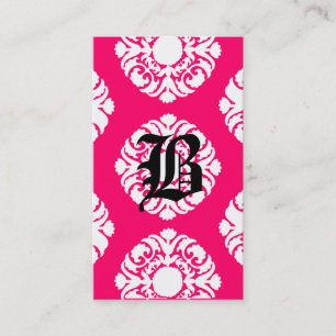 Beauty Visitekaartjes Damask Monogram Roze White