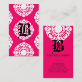 Beauty Visitekaartjes Damask Monogram Roze White (Voorkant / Achterkant)