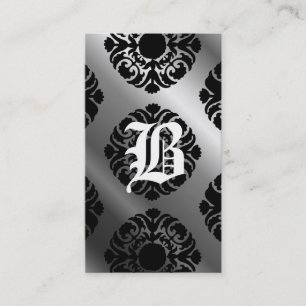 Beauty Visitekaartjes Damask Monogram Silver Black
