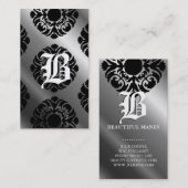 Beauty Visitekaartjes Damask Monogram Silver Black (Voorkant / Achterkant)