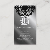 Beauty Visitekaartjes Damask Monogram Silver Black (Achterkant)