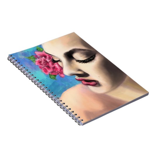 Beauty Vrouw met Red Rose Notitieboek (Rechterzijde)