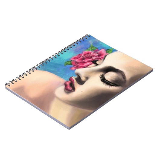 Beauty Vrouw met Red Rose Notitieboek (Linkerzijde)