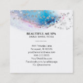 *~* BEAUTY - Waterverf Blue Pastel Silver Glitter Vierkante Visitekaartje (Achterkant)