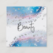 *~* BEAUTY - Waterverf Blue Pastel Silver Glitter Vierkante Visitekaartje (Voorkant)