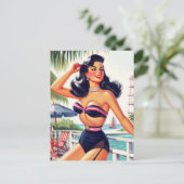  Beauty Zomer Pin Up Briefkaart (Staand voorkant)