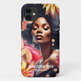 BEAUTY  ZWART VROUW BLOEMEN Case-Mate iPhone CASE