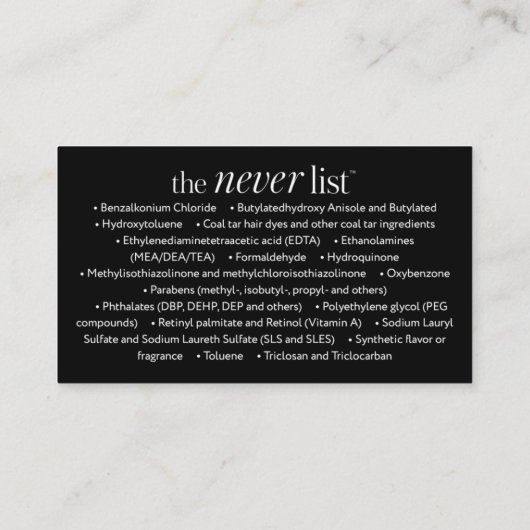 Beautycounter Visitekaartjes Black (Achterkant)