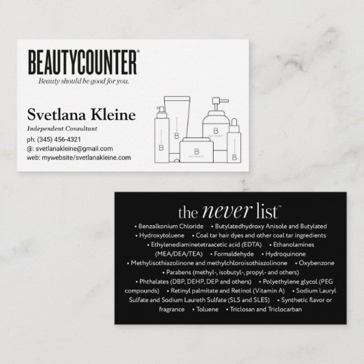 Beautycounter Visitekaartjes Black (Voorkant / Achterkant)