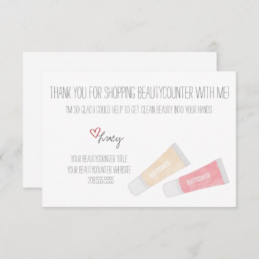 Beautyteller Met de hand getekende Jellies Harteli Bedankkaart (Voorkant / Achterkant)