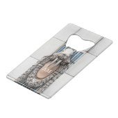 Beaux Arts Walrus Sculpture Custom Monogram Creditkaart Flessenopener (Voorkant Gekanteld)