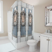 Beaux Arts Walrus Sculpture Custom Monogram Douchegordijn (In situ)