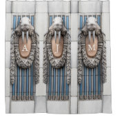Beaux Arts Walrus Sculpture Custom Monogram Douchegordijn (Voorkant)