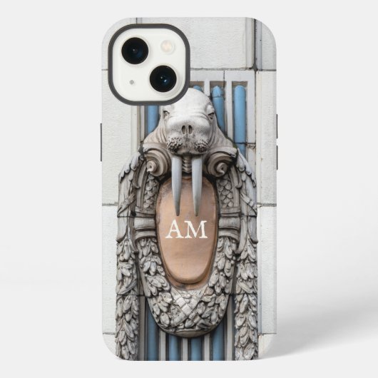 Beaux Arts Walrus Sculpture Custom Monogram iPhone Hoesje (Achterkant)