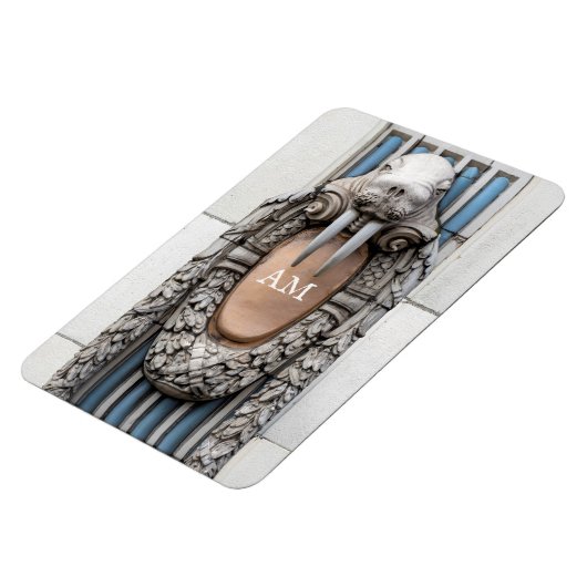 Beaux Arts Walrus Sculpture Custom Monogram Magneet (Linkerzijde)