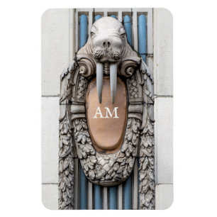 Beaux Arts Walrus Sculpture Custom Monogram Magneet