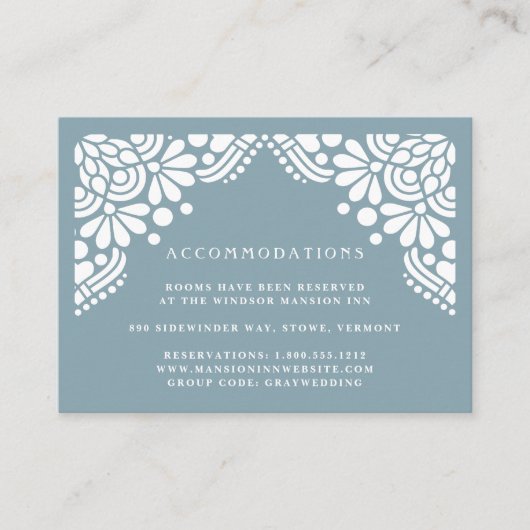 Beaux Arts Wedding Hotel Accommodatie Cards Informatiekaartje (Voorkant)