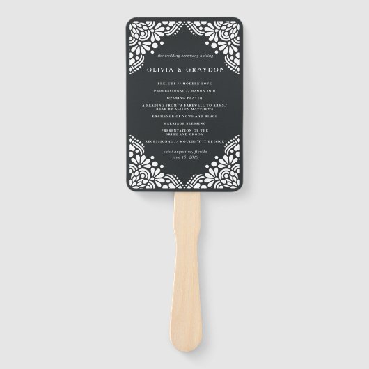 Beaux Arts Wedding Programme Handwaaier (Voorkant)