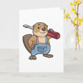 Beaver als ambachtsman met gleufkopschroevendraaie kaart (Gele Bloem)