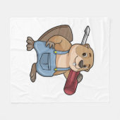Beaver als ambachtsman met moersleutel fleece deken (Voorkant (Horizontaal))