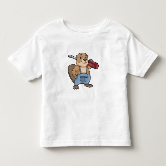 Beaver als ambachtsman met moersleutel kinder shirts (Voorkant)