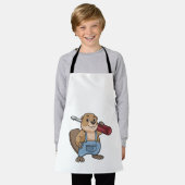 Beaver als ambachtsman met moersleutel schort (Gedragen)