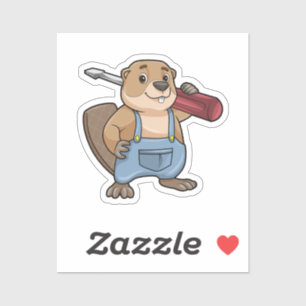 Beaver als ambachtsman met moersleutel sticker