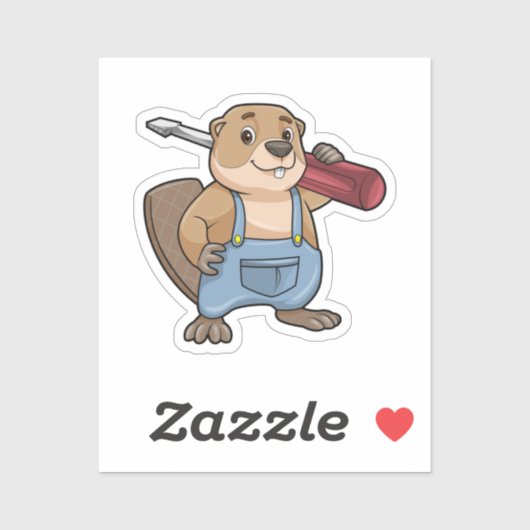 Beaver als ambachtsman met moersleutel sticker (Vel)
