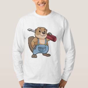 Beaver als ambachtsman met moersleutel t-shirt