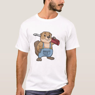 Beaver als ambachtsman met schroevendraaier t-shirt