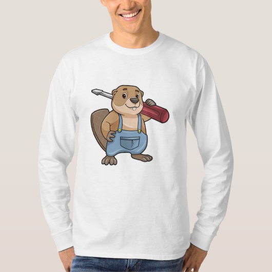 Beaver als ambachtsman met schroevendraaier t-shirt (Voorkant)