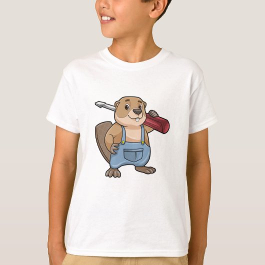 Beaver als ambachtsman met schroevendraaier t-shirt (Voorkant)