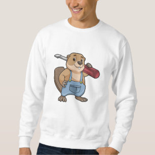 Beaver als ambachtsman met schroevendraaier trui