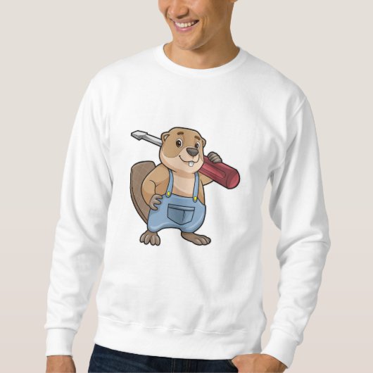 Beaver als ambachtsman met schroevendraaier trui (Voorkant)