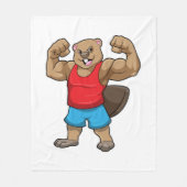Beaver als Bodybuilder met grote bovenarmen Fleece Deken (Voorkant)
