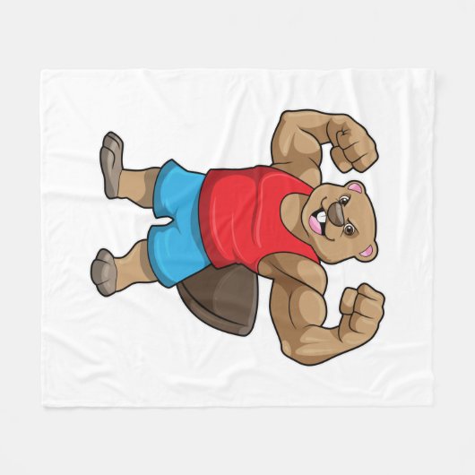 Beaver als Bodybuilder met grote bovenarmen Fleece Deken (Voorkant (Horizontaal))