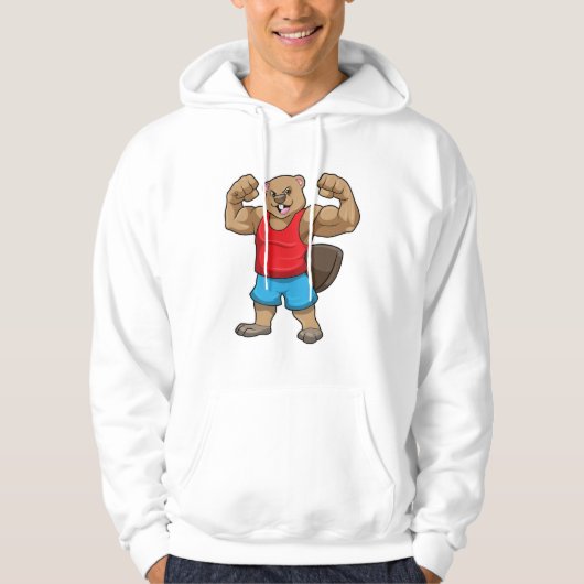 Beaver als Bodybuilder met grote bovenarmen Hoodie (Voorkant)