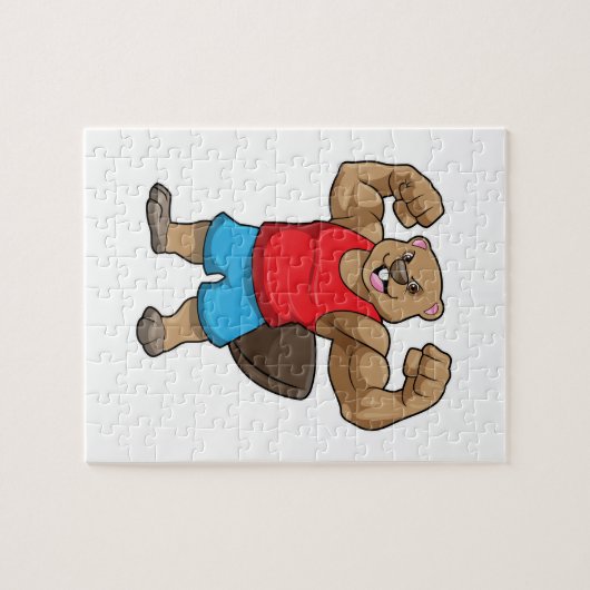 Beaver als Bodybuilder met grote bovenarmen Legpuzzel (Horizontaal)