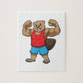 Beaver als Bodybuilder met grote bovenarmen Legpuzzel (Verticaal)