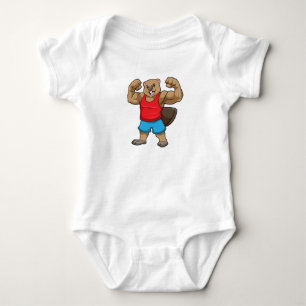 Beaver als Bodybuilder met grote bovenarmen Romper