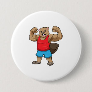 Beaver als Bodybuilder met grote bovenarmen Ronde Button 7,6 Cm