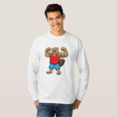 Beaver als Bodybuilder met grote bovenarmen T-shirt (Voorkant volledig)