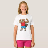Beaver als Bodybuilder met grote bovenarmen T-shirt (Voorkant volledig)