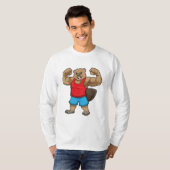 Beaver als Bodybuilder met grote bovenarmen T-shirt (Voorkant volledig)