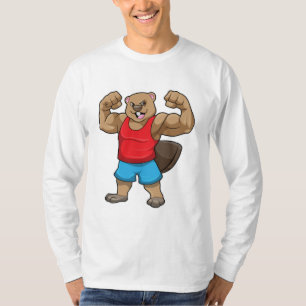 Beaver als Bodybuilder met grote bovenarmen T-shirt