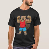 Beaver als Bodybuilder met grote bovenarmen T-shirt (Voorkant)