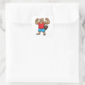 Beaver als Bodybuilder met grote bovenarmen Vierkante Sticker (Tas)