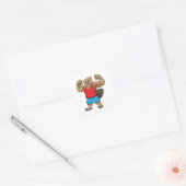 Beaver als Bodybuilder met grote bovenarmen Vierkante Sticker (Envelop)
