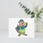 Beaver als politieagent met fluitje briefkaart (Staand voorkant)